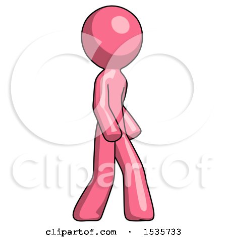 Pink Design Mascot Man Walking Turned Right Front View by Leo Blanchette