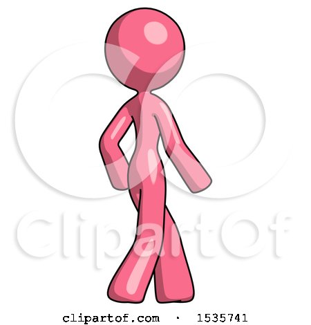 Pink Design Mascot Woman Walking Away Direction Right View by Leo Blanchette