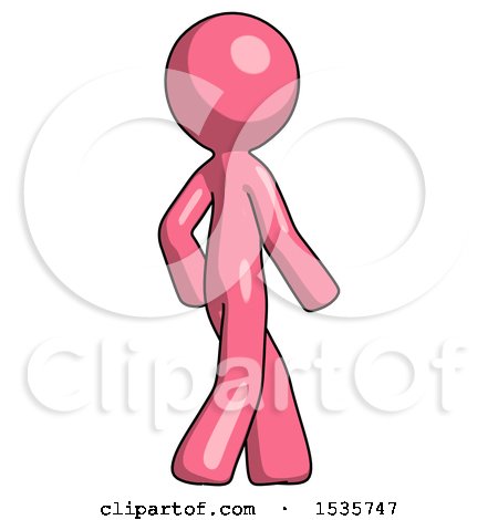 Pink Design Mascot Man Walking Away Direction Right View by Leo Blanchette