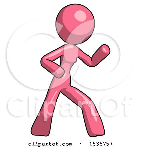 Pink Design Mascot Woman Martial Arts Defense Pose Right by Leo Blanchette