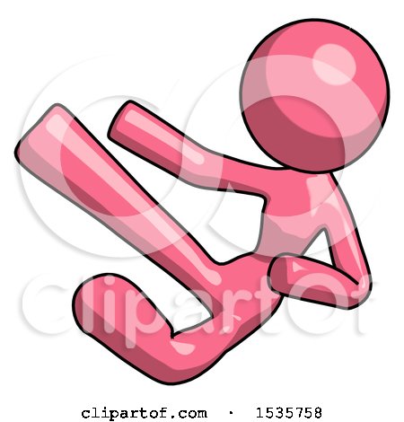 Pink Design Mascot Woman Flying Ninja Kick Left by Leo Blanchette