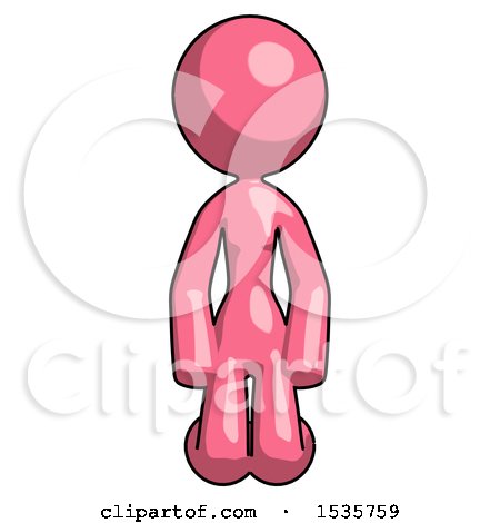 Pink Design Mascot Woman Kneeling Front Pose by Leo Blanchette