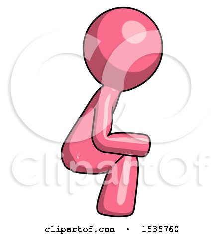 Pink Design Mascot Man Squatting Facing Right by Leo Blanchette