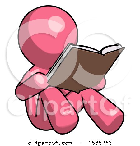 Pink Design Mascot Man Reading Book While Sitting down by Leo Blanchette