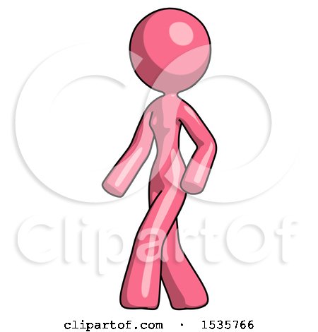 Pink Design Mascot Woman Man Walking Turned Left Front View by Leo Blanchette