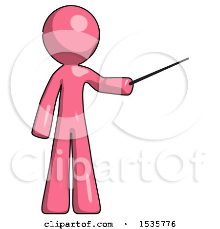 Pink Design Mascot Man Teacher or Conductor with Stick or Baton Directing by Leo Blanchette