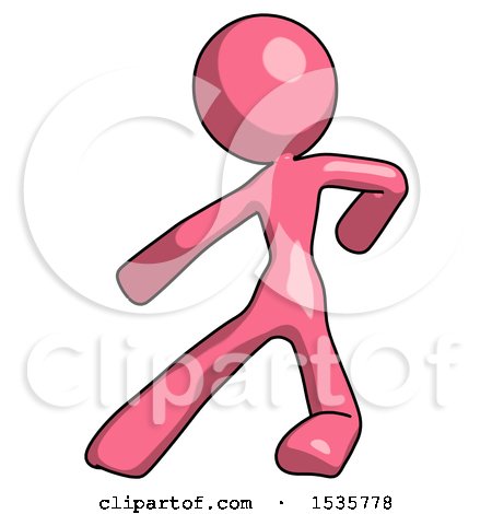 Pink Design Mascot Woman Karate Defense Pose Left by Leo Blanchette