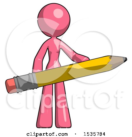 Pink Design Mascot Woman Office Worker or Writer Holding a Giant Pencil by Leo Blanchette