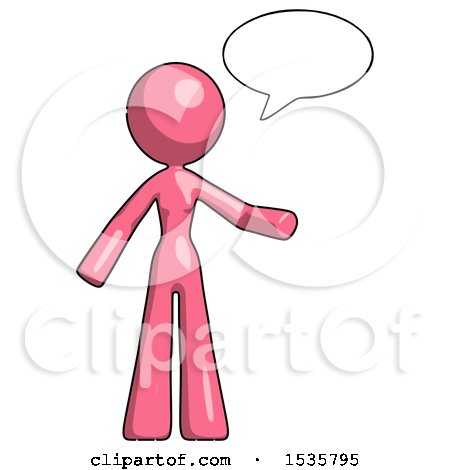 Pink Design Mascot Woman with Word Bubble Talking Chat Icon by Leo Blanchette