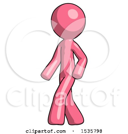 Pink Design Mascot Man Man Walking Turned Left Front View by Leo Blanchette