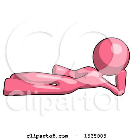 Pink Design Mascot Woman Reclined on Side by Leo Blanchette