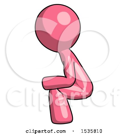 Pink Design Mascot Man Squatting Facing Left by Leo Blanchette