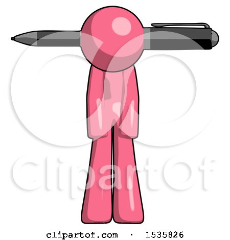 Pink Design Mascot Man Head Impaled with Pen by Leo Blanchette