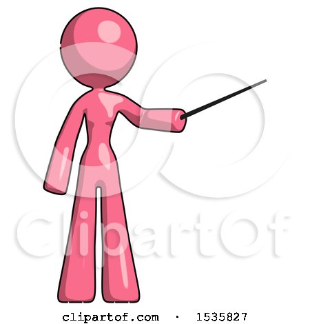 Pink Design Mascot Woman Teacher or Conductor with Stick or Baton Directing by Leo Blanchette