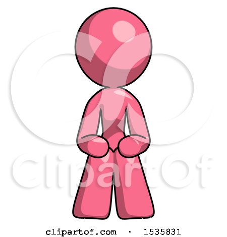Pink Design Mascot Woman Squatting Facing Front by Leo Blanchette