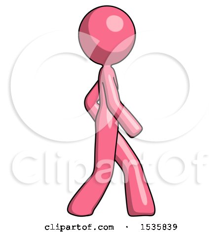 Pink Design Mascot Woman Walking Right Side View by Leo Blanchette