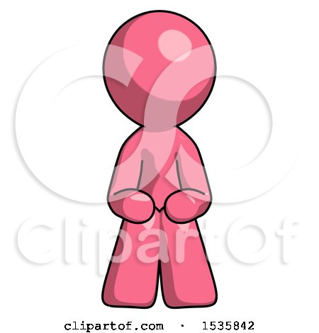 Pink Design Mascot Man Squatting Facing Front by Leo Blanchette