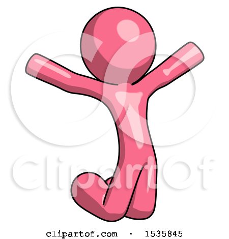 Pink Design Mascot Man Jumping or Kneeling with Gladness by Leo Blanchette