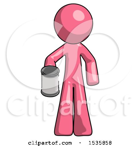 Pink Design Mascot Man Begger Holding Can Begging or Asking for Charity by Leo Blanchette