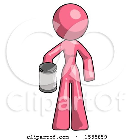 Pink Design Mascot Woman Begger Holding Can Begging or Asking for Charity by Leo Blanchette