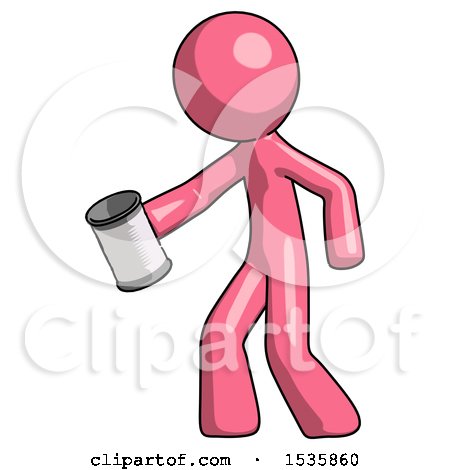 Pink Design Mascot Man Begger Holding Can Begging or Asking for Charity Facing Left by Leo Blanchette