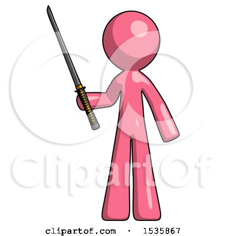 Pink Design Mascot Man Standing up with Ninja Sword Katana by Leo Blanchette