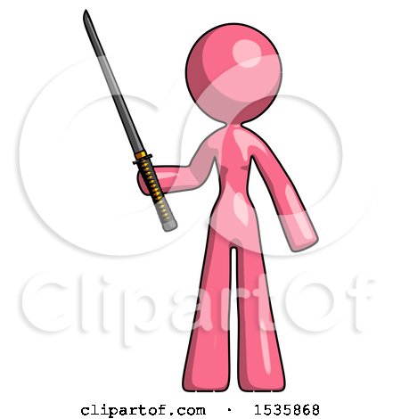 Pink Design Mascot Woman Standing up with Ninja Sword Katana by Leo Blanchette