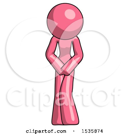Pink Design Mascot Female Bending over Sick or in Pain by Leo Blanchette