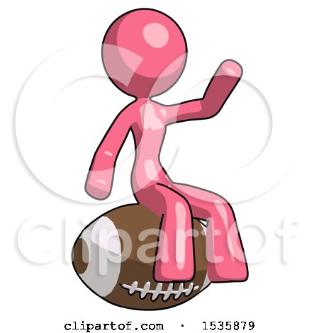 Pink Design Mascot Woman Sitting on Giant Football by Leo Blanchette
