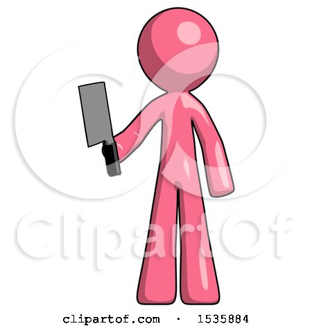 Pink Design Mascot Man Holding Meat Cleaver by Leo Blanchette