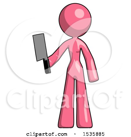 Pink Design Mascot Woman Holding Meat Cleaver by Leo Blanchette