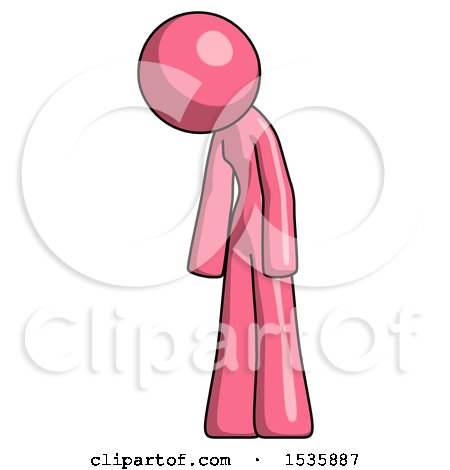 Pink Design Mascot Woman Depressed with Head down Turned Left by Leo Blanchette