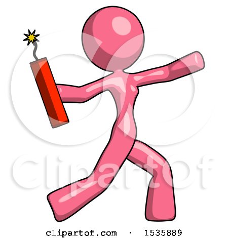 Pink Design Mascot Woman Throwing Dynamite by Leo Blanchette