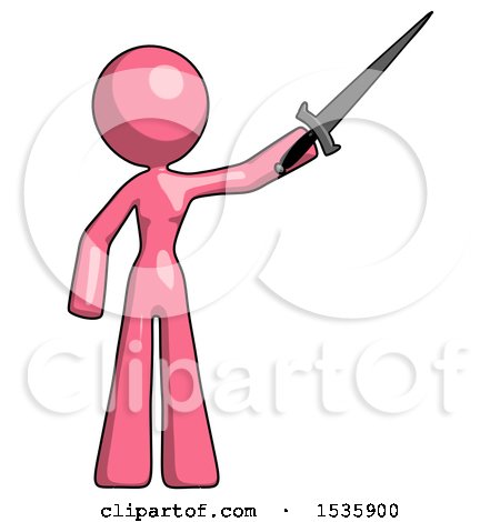 Pink Design Mascot Woman Holding Sword in the Air Victoriously by Leo Blanchette