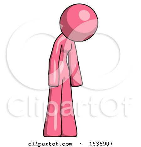 Pink Design Mascot Woman Depressed with Head down Turned Right by Leo Blanchette