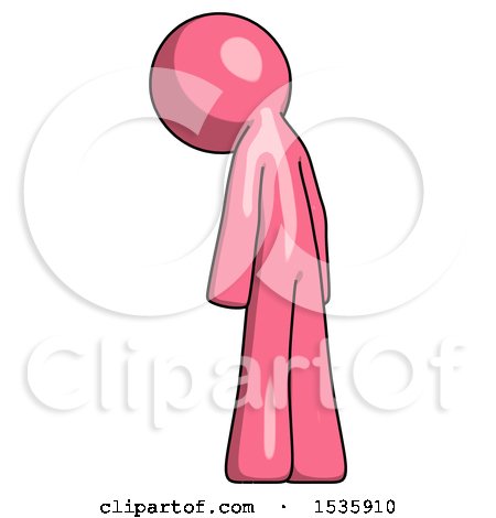 Pink Design Mascot Man Depressed with Head Down, Back to Viewer, Left by Leo Blanchette
