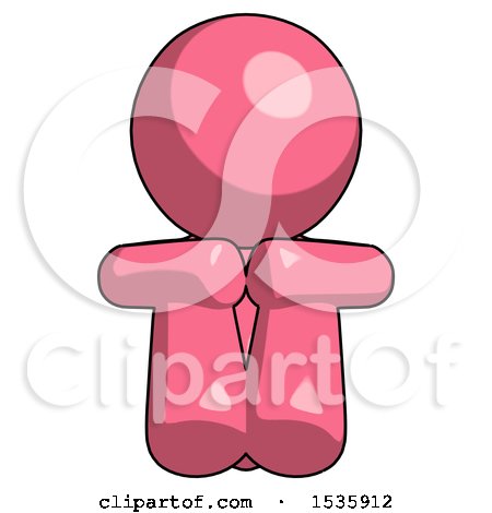Pink Design Mascot Man Sitting with Head down Facing Forward by Leo Blanchette