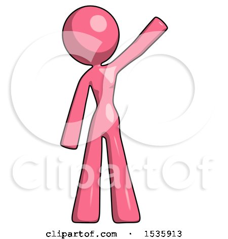 Pink Design Mascot Woman Waving Emphatically with Left Arm by Leo Blanchette