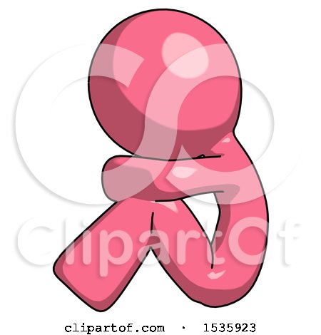 Pink Design Mascot Man Sitting with Head down Facing Sideways Left by Leo Blanchette