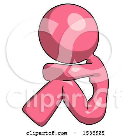 Pink Design Mascot Woman Sitting with Head down Facing Sideways Left by Leo Blanchette