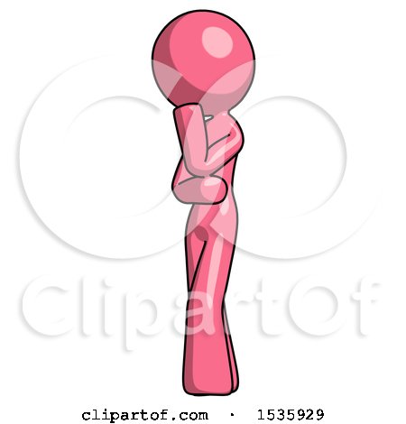 Pink Design Mascot Woman Thinking, Wondering, or Pondering by Leo Blanchette