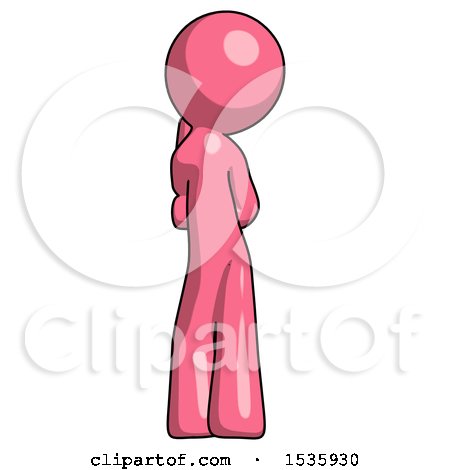 Pink Design Mascot Man Thinking, Wondering, or Pondering Rear View by Leo Blanchette