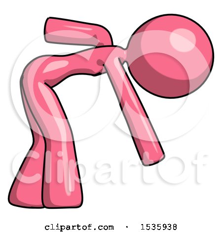 Pink Design Mascot Woman Bent over Picking Something up by Leo Blanchette