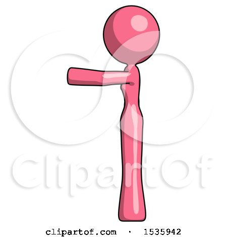 Pink Design Mascot Woman Pointing Left by Leo Blanchette