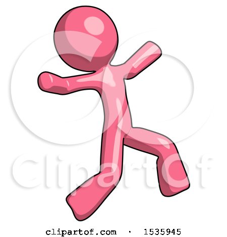 Pink Design Mascot Man Running Away in Hysterical Panic Direction Right by Leo Blanchette