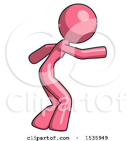 Pink Design Mascot Woman Sneaking While Reaching for Something by Leo Blanchette