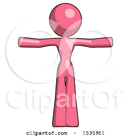 Pink Design Mascot Woman T-Pose Arms up Standing by Leo Blanchette