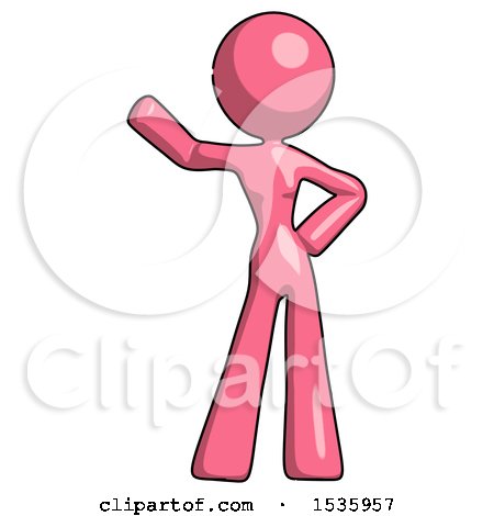 Pink Design Mascot Woman Waving Right Arm with Hand on Hip by Leo Blanchette