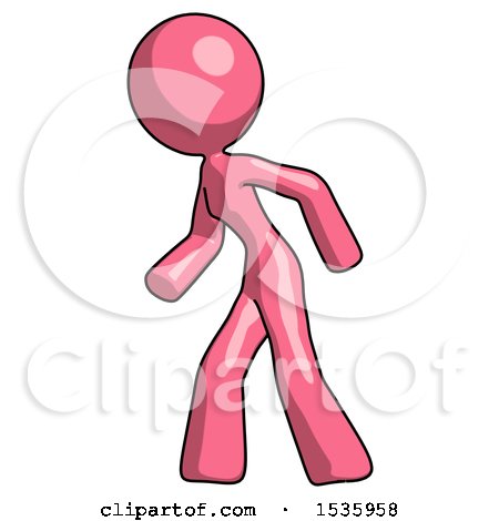 Pink Design Mascot Woman Suspenseaction Pose Facing Left by Leo Blanchette