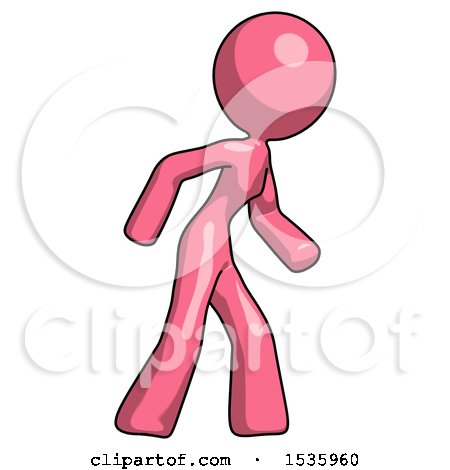 Pink Design Mascot Woman Suspense Action Pose Facing Right by Leo Blanchette